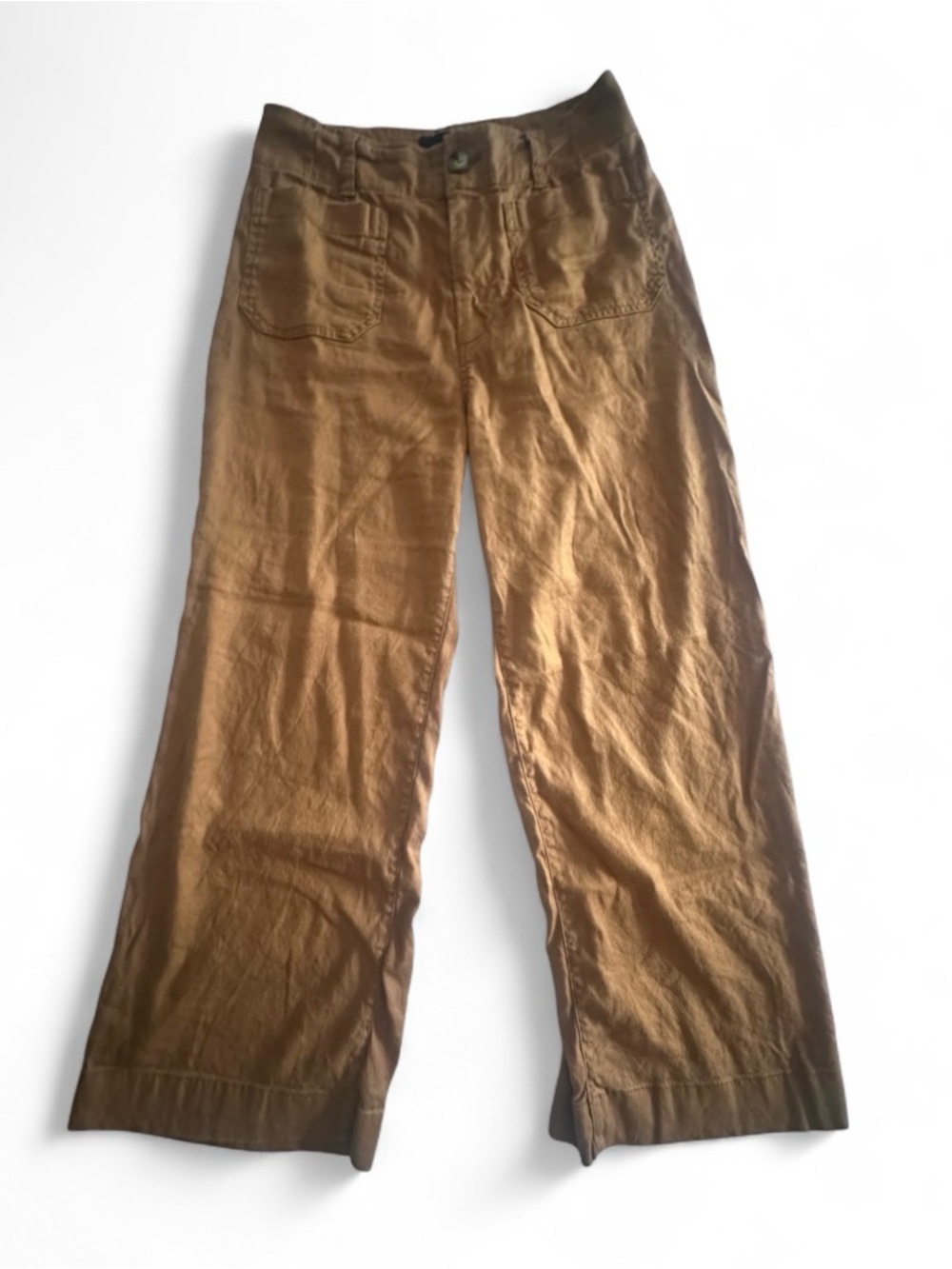 Anthropologie women’s Tan Wide-Leg Cotton Chinos 28